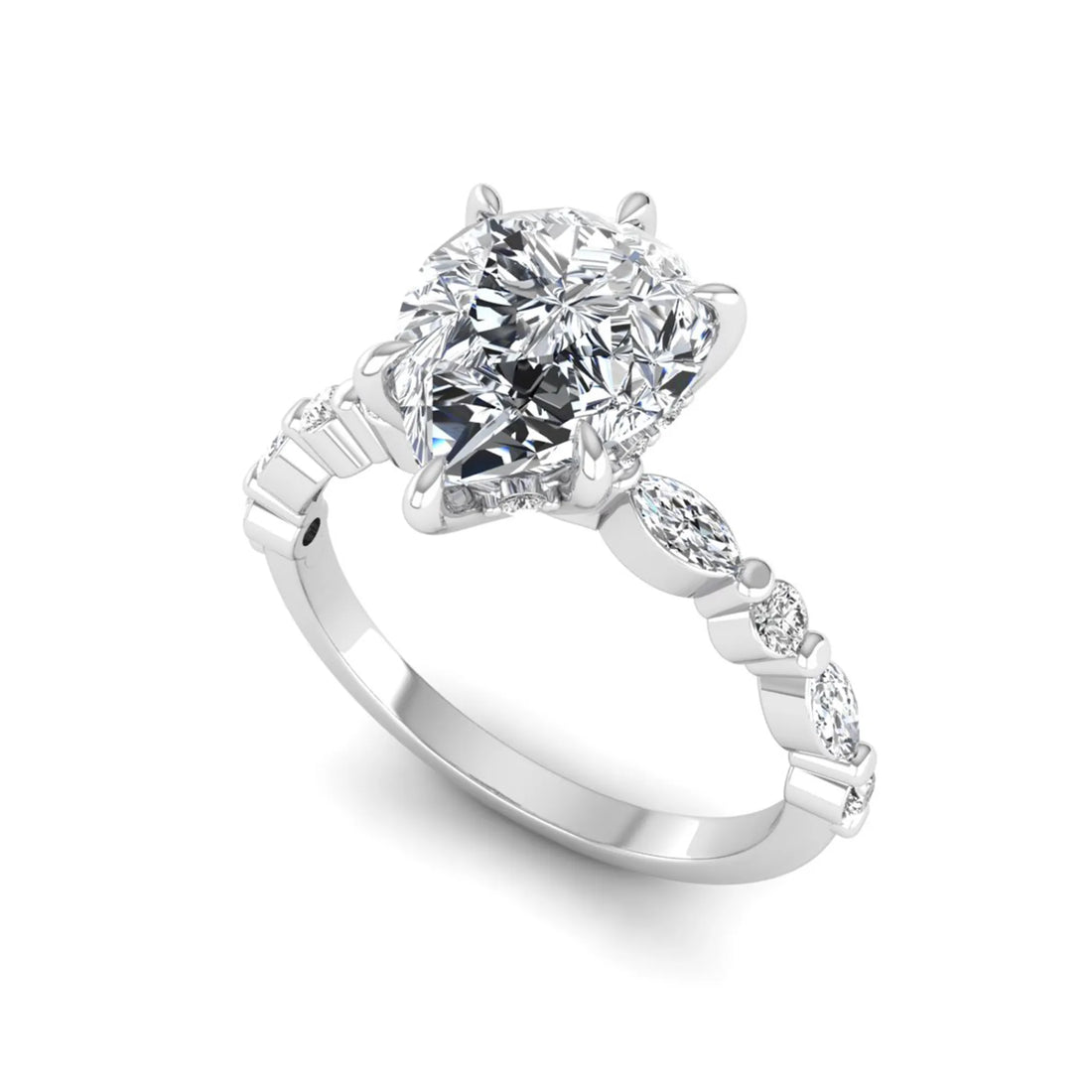 OctaPearl 2.5 ct Pear Cut Prong Set Lab Grown Diamond Engagement Ring
