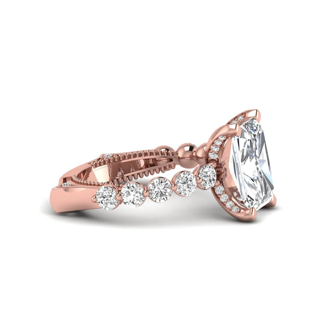 OctaPearl 4 ct Radiant Cut Prong Set Lab Grown Diamond Engagement Ring