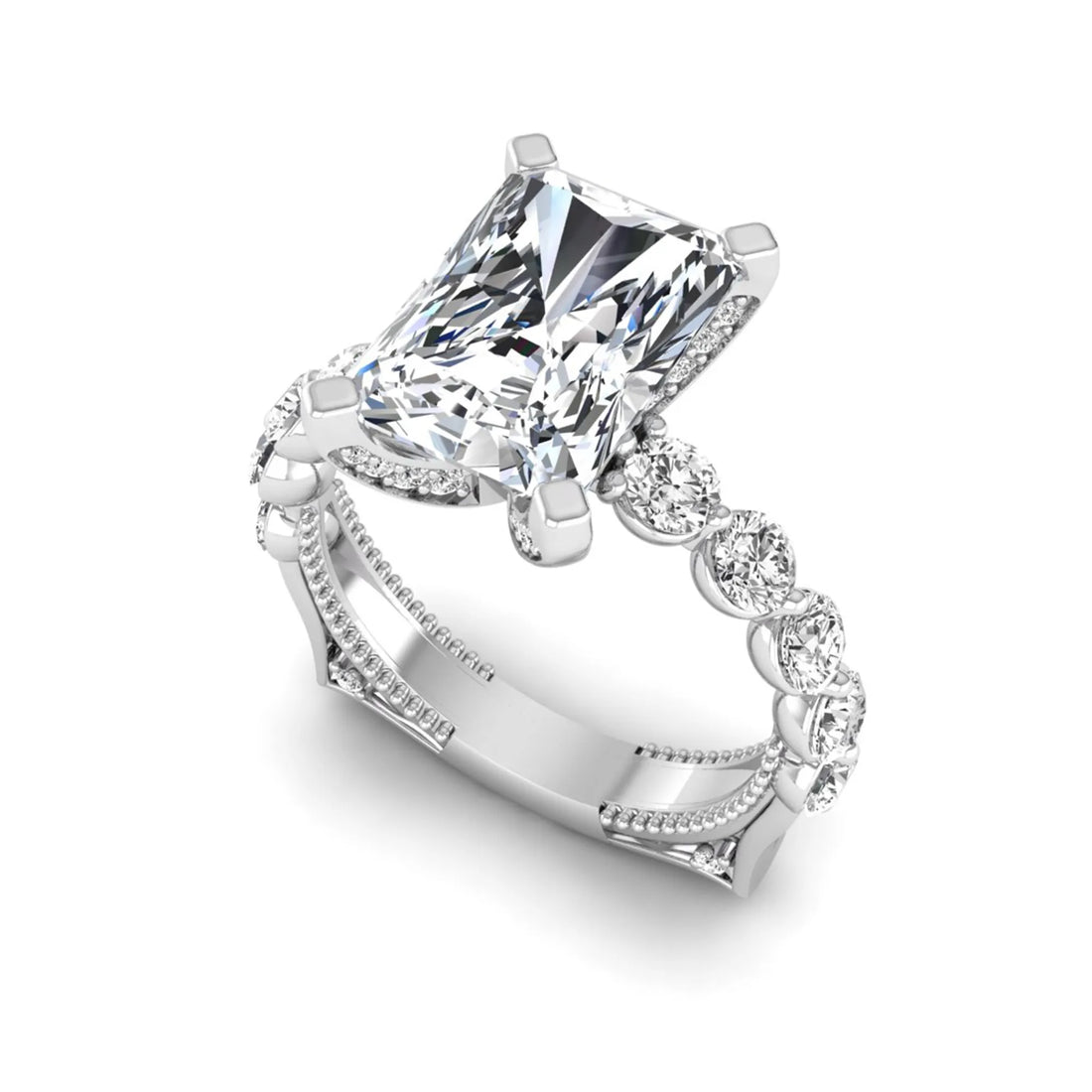 OctaPearl 4 ct Radiant Cut Prong Set Lab Grown Diamond Engagement Ring