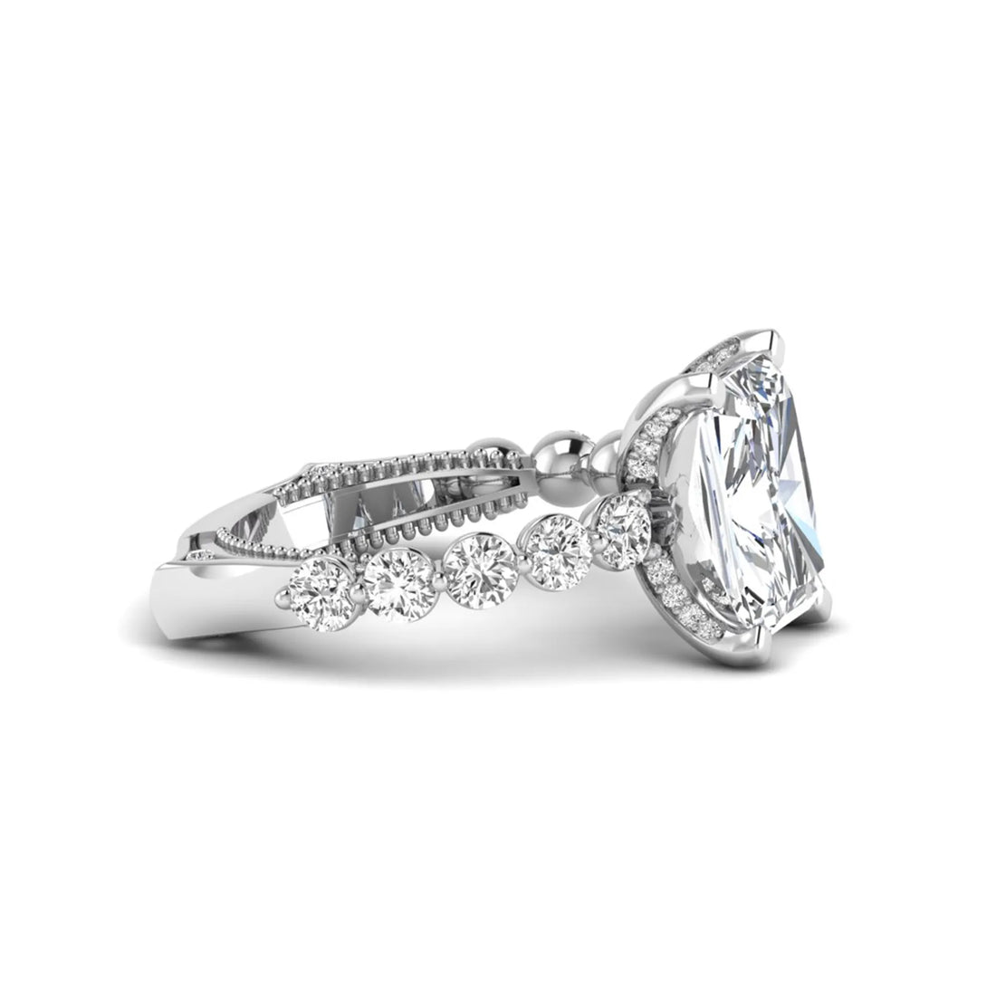 OctaPearl 4 ct Radiant Cut Prong Set Lab Grown Diamond Engagement Ring