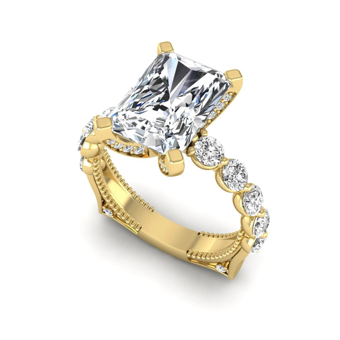 OctaPearl 4 ct Radiant Cut Prong Set Lab Grown Diamond Engagement Ring