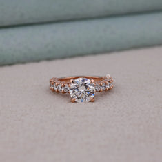 Round Moissanite Hidden Halo Pavé Ring - alternate view