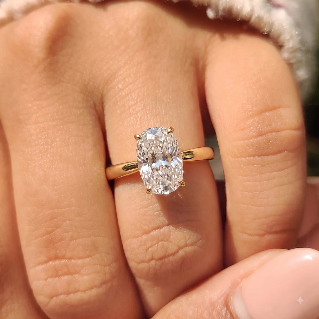 OctaPearl 4.50 ct Cushion Cut Lab Grown Diamond Solitaire Engagement Ring
