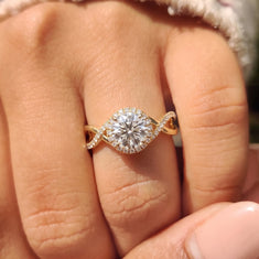 OctaPearl 2 ct Round Halo Lab Grown Diamond Split Shank Pave Engagement Ring - alternate view
