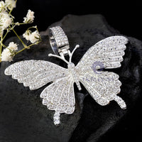 Round Cut Moissanite Butterfly Insect Without Chain Pendant For Party Wear