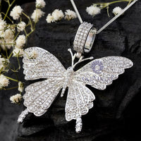 Round Cut Moissanite Butterfly Insect Without Chain Pendant For Party Wear