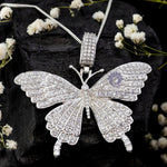 Round Cut Moissanite Butterfly Insect Without Chain Pendant For Party Wear