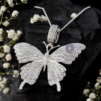 Round Cut Moissanite Butterfly Insect Without Chain Pendant For Party Wear