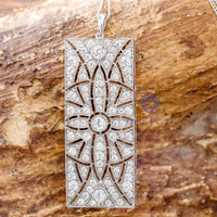 Round Cut Moissanite Floral Inspire Vintage Style Long Pendant For Women