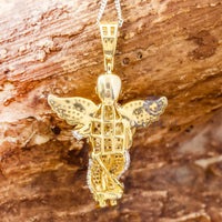 Round Moissanite Praying Cherub Angel Religious Hip Hop Pendant For Men & Women