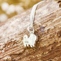 925 Sterling Silver Cute Maltese Dog Charm Pendant Necklace For Animal Lover & Kids