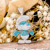 Round Cut CZ Stone Cartoon Inspire Unique Without Chain 925 Sterling Silver Pendant