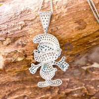 Round Cut CZ Stone Cartoon Inspire Unique Without Chain 925 Sterling Silver Pendant