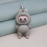 Labubu Diamond Bunny Pendant, Luxury Iced Out Charm Necklace, Hip Hop Statement Jewelry For Men And Women