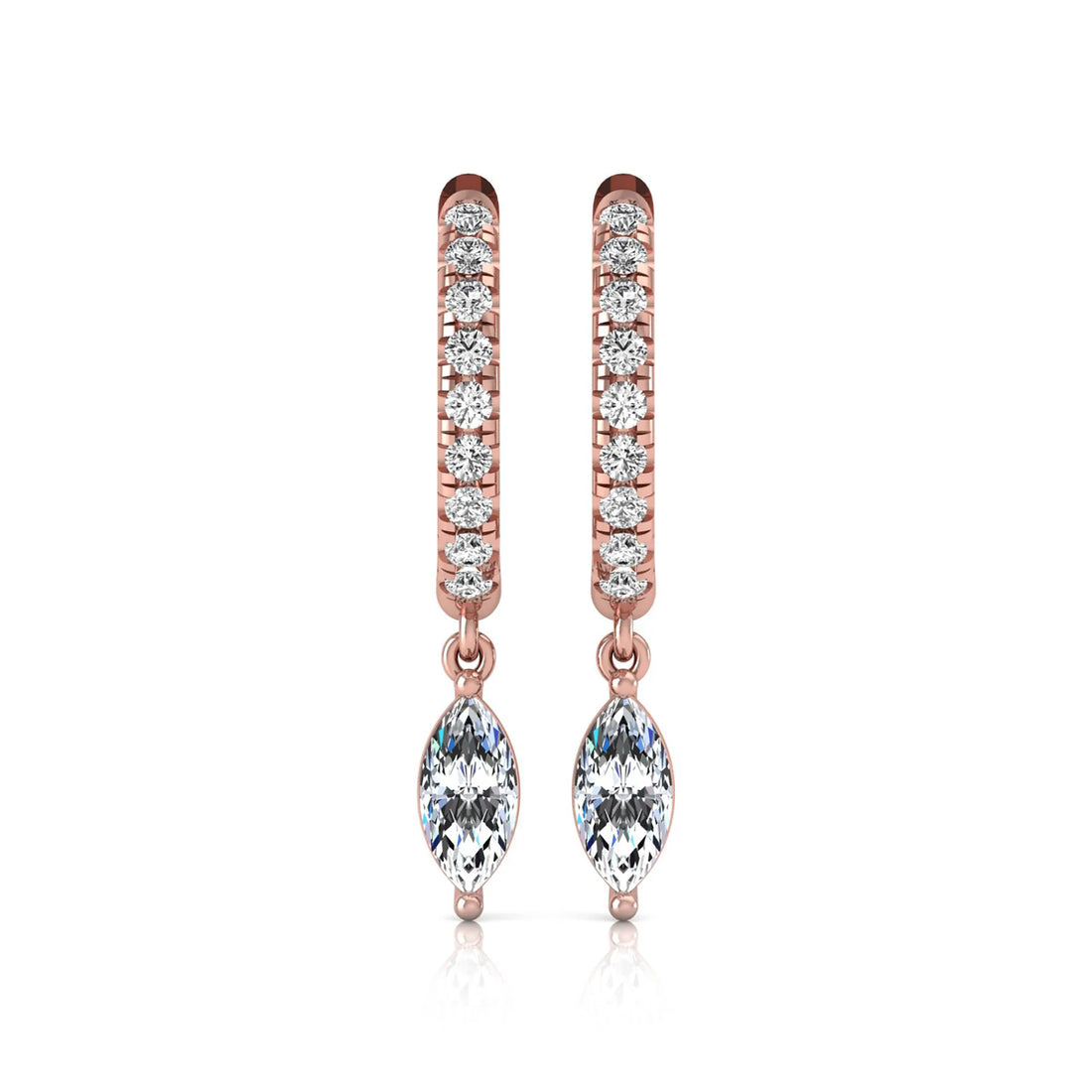 OctaPearl Marquise & Round Lab Grown Diamond Hoop Drop Earrings