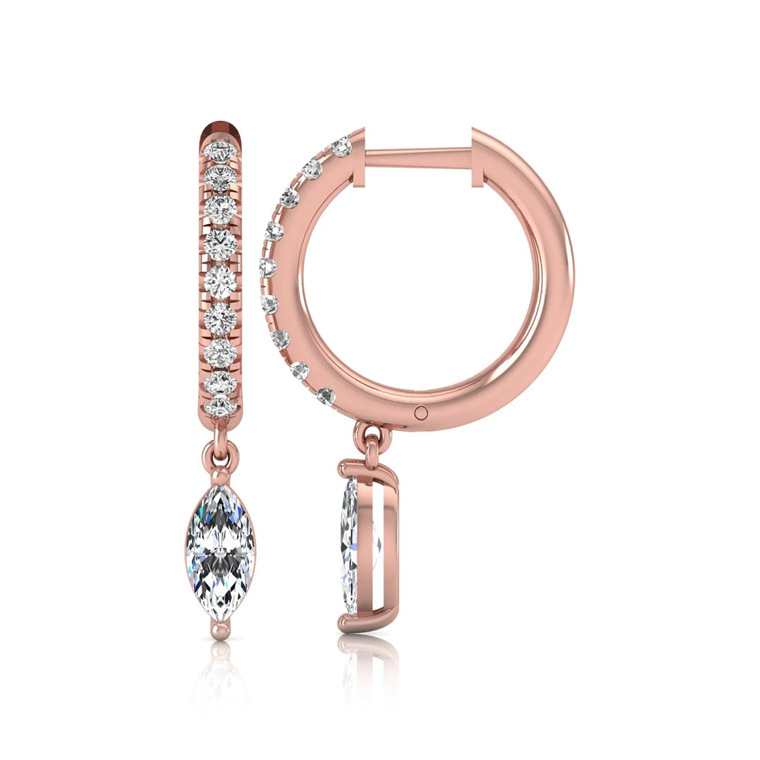 OctaPearl Marquise & Round Lab Grown Diamond Hoop Drop Earrings