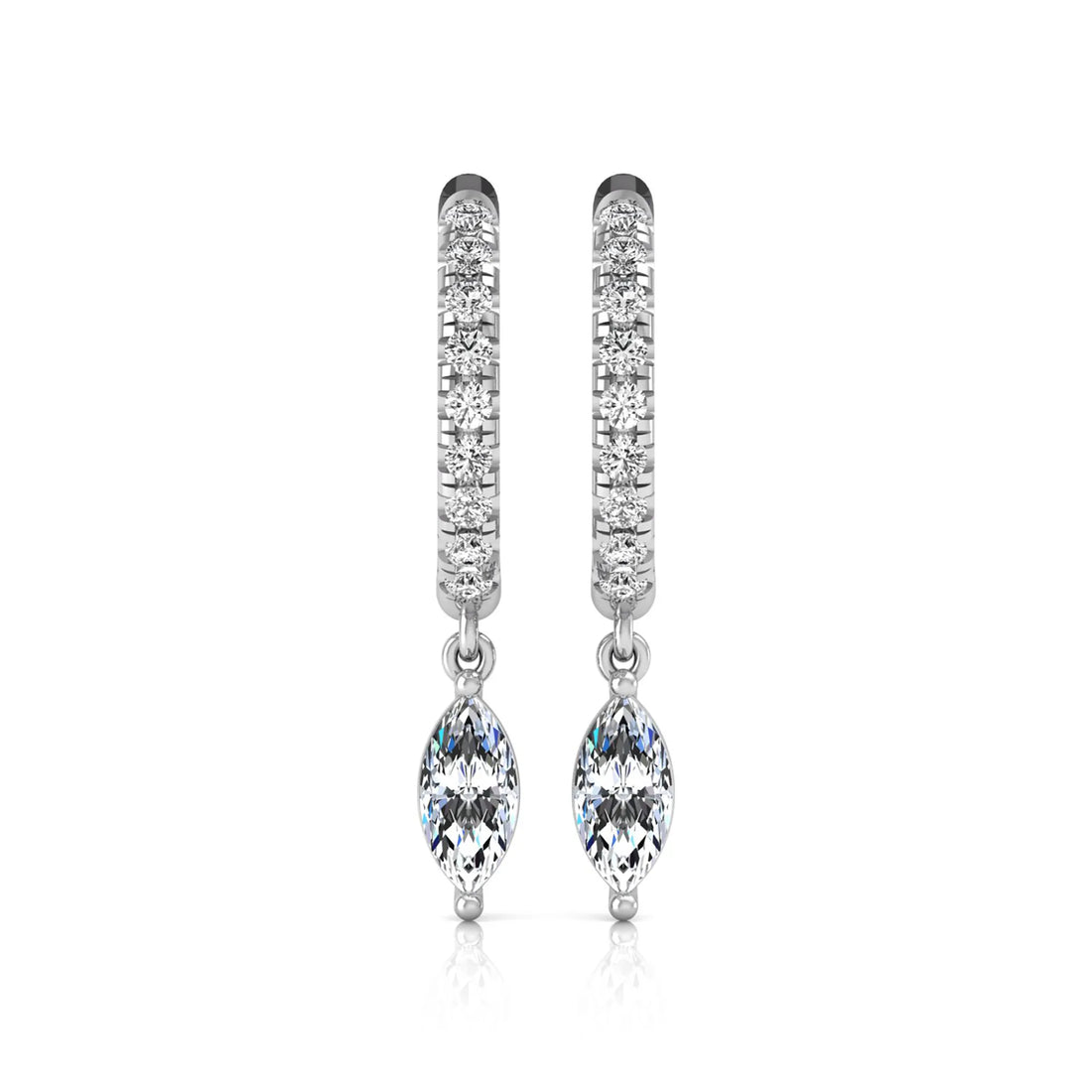 OctaPearl Marquise & Round Lab Grown Diamond Hoop Drop Earrings