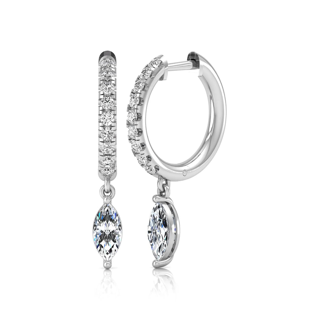 OctaPearl Marquise & Round Lab Grown Diamond Hoop Drop Earrings