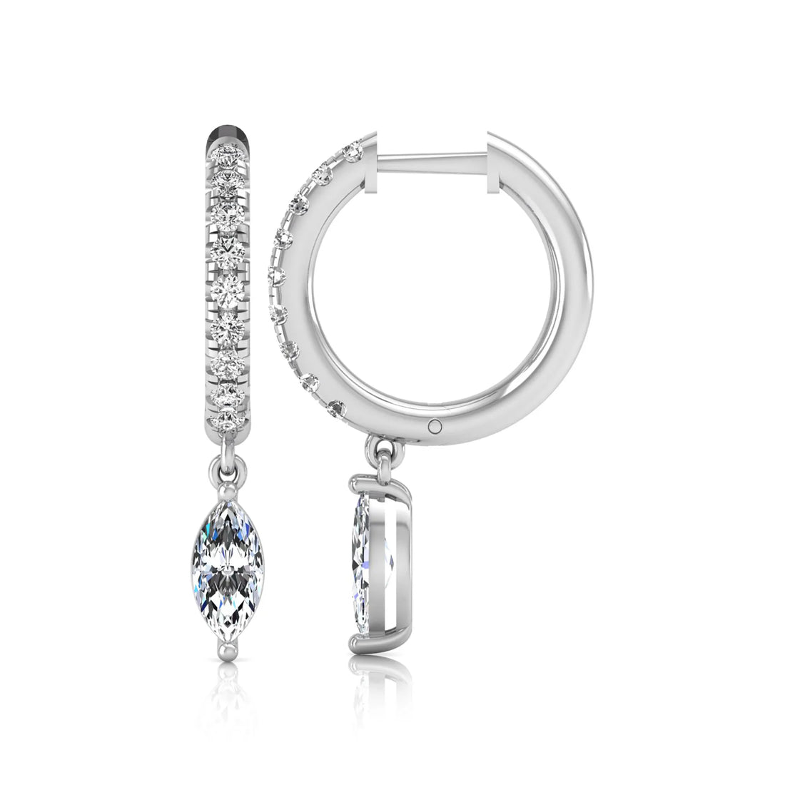 OctaPearl Marquise & Round Lab Grown Diamond Hoop Drop Earrings