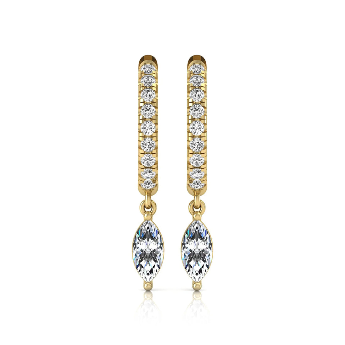 OctaPearl Marquise & Round Lab Grown Diamond Hoop Drop Earrings