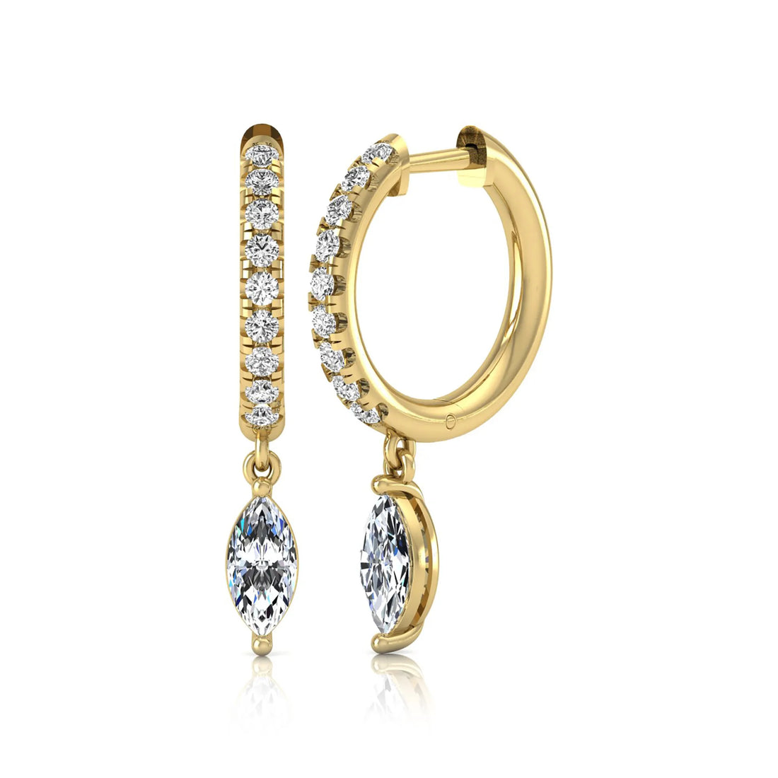 OctaPearl Marquise & Round Lab Grown Diamond Hoop Drop Earrings