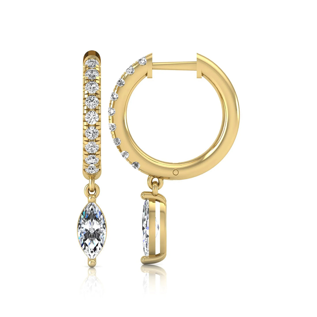 OctaPearl Marquise & Round Lab Grown Diamond Hoop Drop Earrings