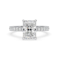 OctaPearl 3.50 ct Radiant Hidden Halo Lab Grown Diamond Pave Engagement Ring