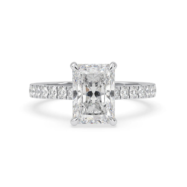 OctaPearl 3.50 ct Radiant Hidden Halo Lab Grown Diamond Pave Engagement Ring