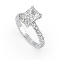 OctaPearl 3.50 ct Radiant Hidden Halo Lab Grown Diamond Pave Engagement Ring