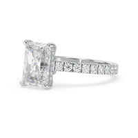 OctaPearl 3.50 ct Radiant Hidden Halo Lab Grown Diamond Pave Engagement Ring