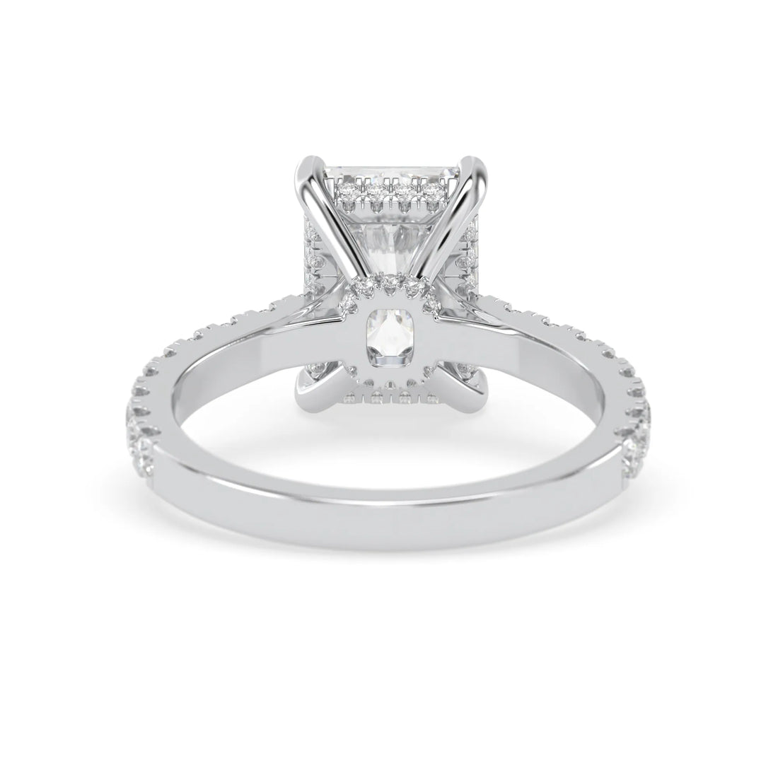 OctaPearl 3.50 ct Radiant Hidden Halo Lab Grown Diamond Pave Engagement Ring