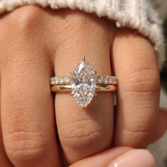 OctaPearl 2 ct Marquise Cut Lab Grown Diamond Pave Wedding Bridal Ring Set - alternate view