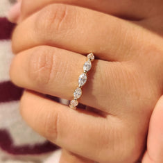 OctaPearl Marquise Cut Lab Grown Diamond Half Eternity Wedding Band - alternate view