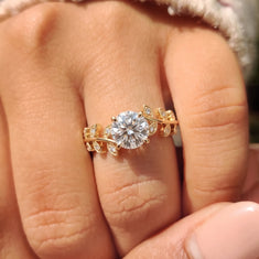 OctaPearl 1.00 ct Round Floral Vintage Lab Grown Diamond Pave Engagement Ring - alternate view