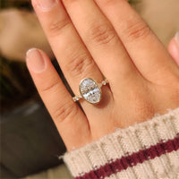 3.50 Carat Bezel Set Oval Lab Grown Diamond Pave Engagement Ring