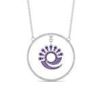 Round CZ Birthstone Circle Shape Pendant Necklace By Octapearl