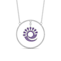 Round CZ Birthstone Circle Shape Pendant Necklace By Octapearl