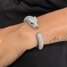 Panther Head Pave Diamond Bracelet – Animal Jewelry - alternate view