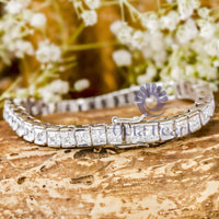 Bar Setting Princess Cut CZ Stone Classic Tennis Bracelet For Men & Women