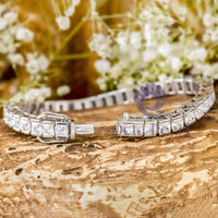 Bar Setting Princess Cut CZ Stone Classic Tennis Bracelet For Men & Women