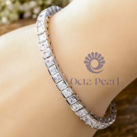 Bar Setting Princess Cut CZ Stone Classic Tennis Bracelet For Men & Women