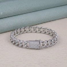 Iced Out Cuban Link Bracelet for Men - Moissanite Hip Hop Bracelet - alternate view