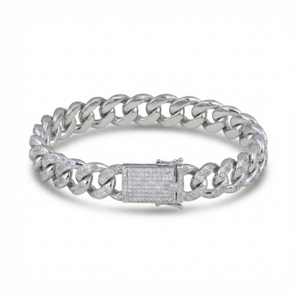 Iced Out Cuban Link Bracelet for Men - Moissanite Hip Hop Bracelet
