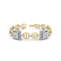 Round & Princess Cut Moissanite Halo Set Tennis Bracelet For Men's