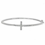 1.30 MM Round Cut Moissanite Sideways Cross Bangle Bracelet ( 2/7 TCW )