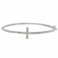 Round Cut Moissanite Bangle Sideways-1.30 MM Cross  Bracelet