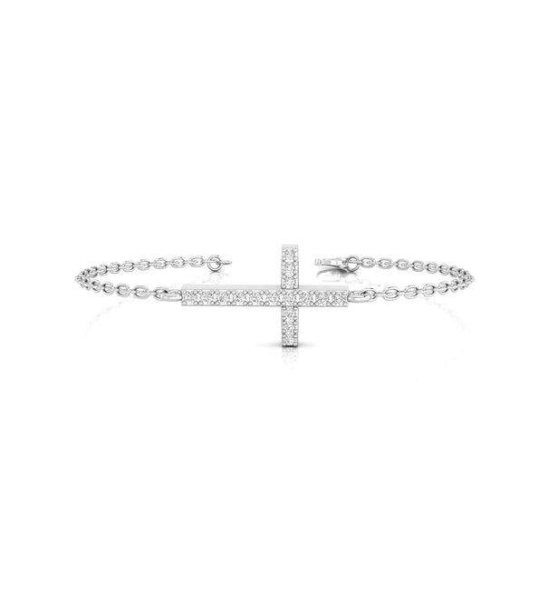 Women's Casual Look Round Cut Moissanite Sideways Cross Bracelet For Any Occasion