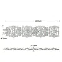 Silver bracelet with measurements on a white background