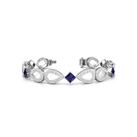 Blue Sapphire With Round White CZ Stone Teardrop Style Tennis Bracelet For ladies