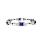 White And Blue Sapphire Princess & Round Cut CZ Stone Tennis Bracelet For Women